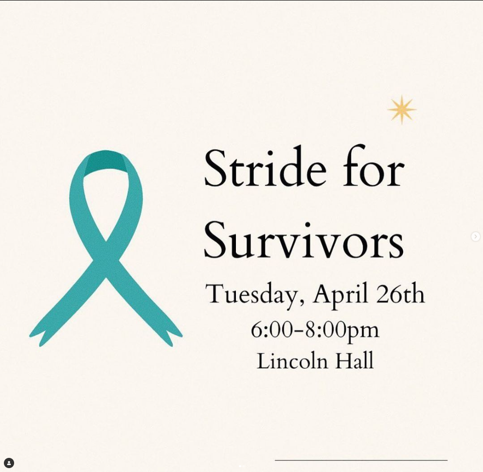 Stride for Survivors promo featuring blue ribbon and small yellow star